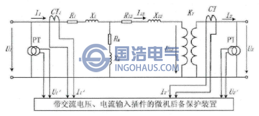 單相變壓器繞組在線監(jiān)測漏抗法的等效電路圖